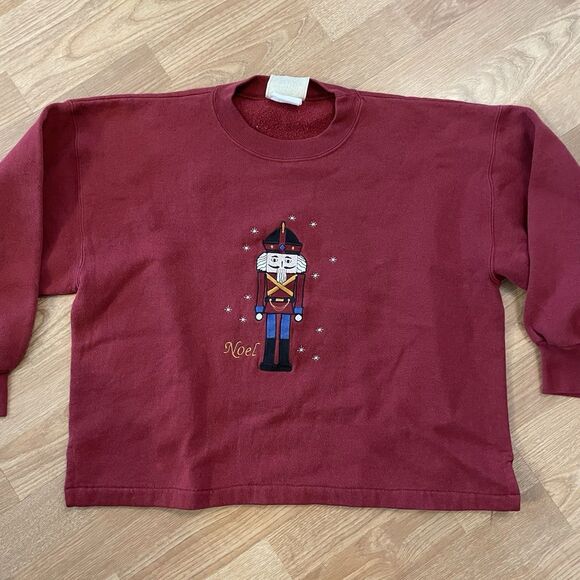 VINTAGE Great American Lakes & Timbers Christmas Sweater Size M Red Nutcracker - Picture 2 of 9